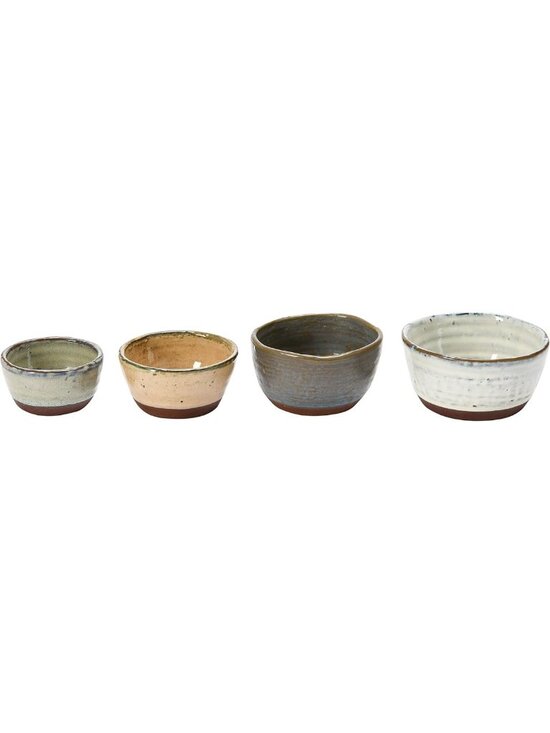 Other - Set of 4 Stoneware Bowls with Reactive Glaze Finish - Stylish Kitchen Decor